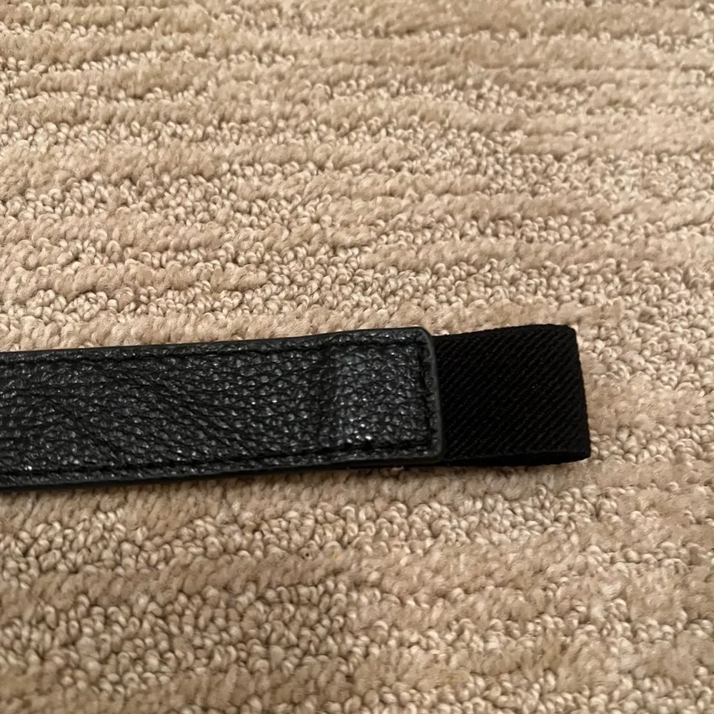 Elise M. Elastic Black Leather Belt With Black Gem